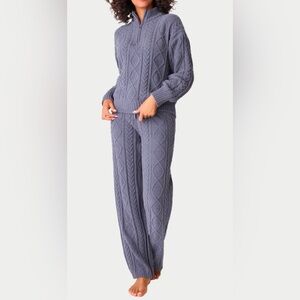 Brand New PJ SALVAGE Chenille, Gray Cable Knit Sweater and Pants Set